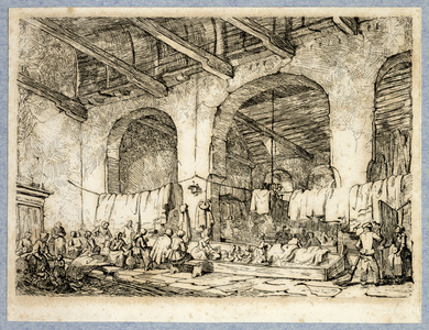 32679 Interieur van de Geertekerk te Utrecht: de zuidelijke zijbeuk en het schip in gebruik als opvangcentrum voor ...